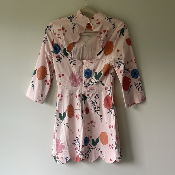 Maeve Mock-Neck floral pink Stretch Shift Mini Dress 4 - Picture 6 of 8